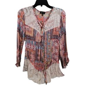 Melissa Paige Accordion Boho Bohemian Blouse Women’s Medium